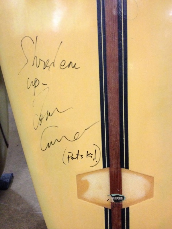 As always the show was eye popping! The Tom Curren signature on his dad Pat's OG late '50s gun was so cool to see!